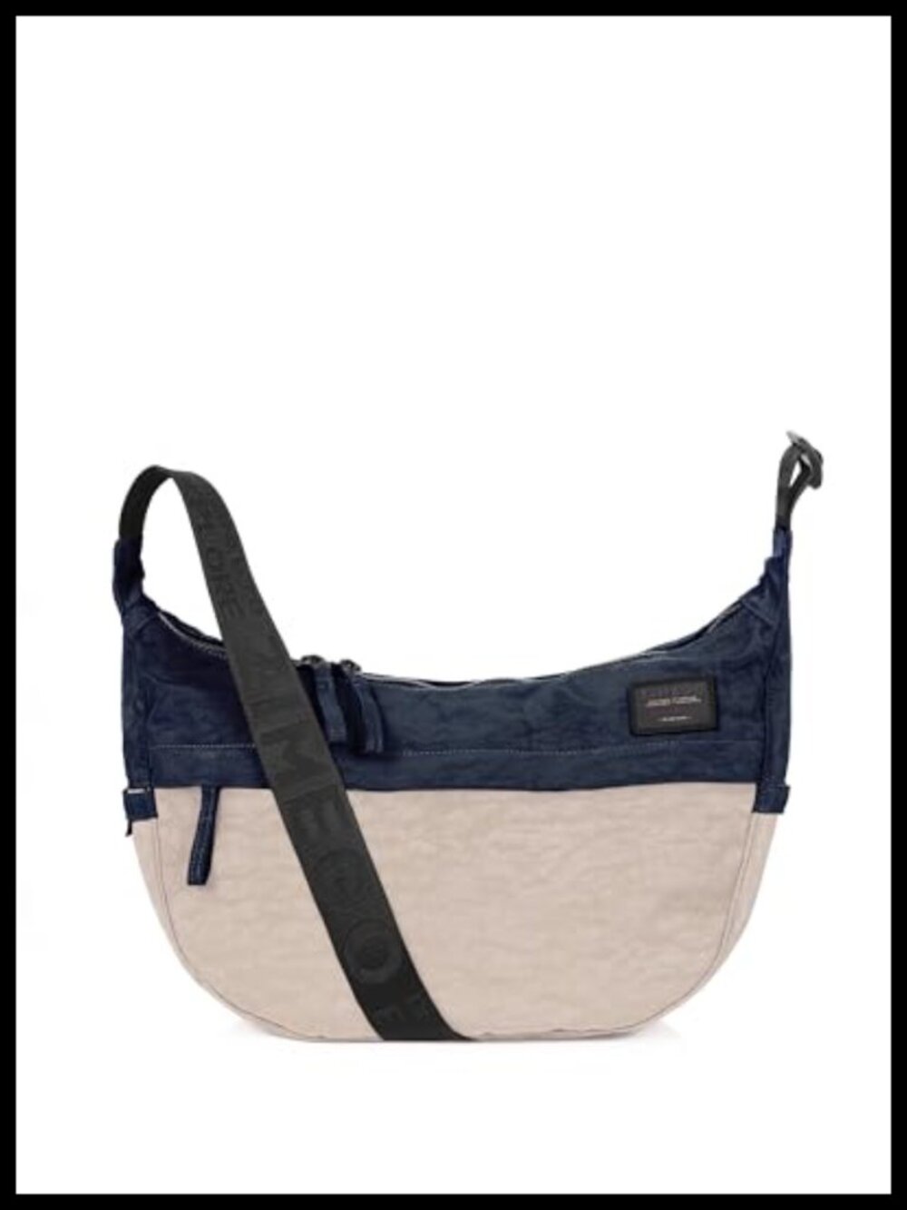 Nylon Crescent Crossbody Hobo Bag with Mesh Pockets Adjustable Strap